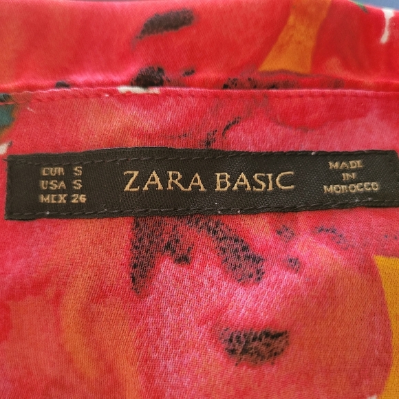 Zara Basic Floral Tank Blouse / Red & Orange / Size Small - Picture 6 of 7